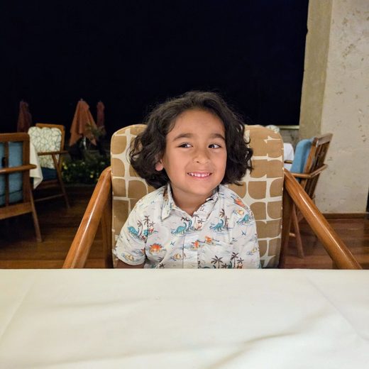 Roman in a dinosaur shirt